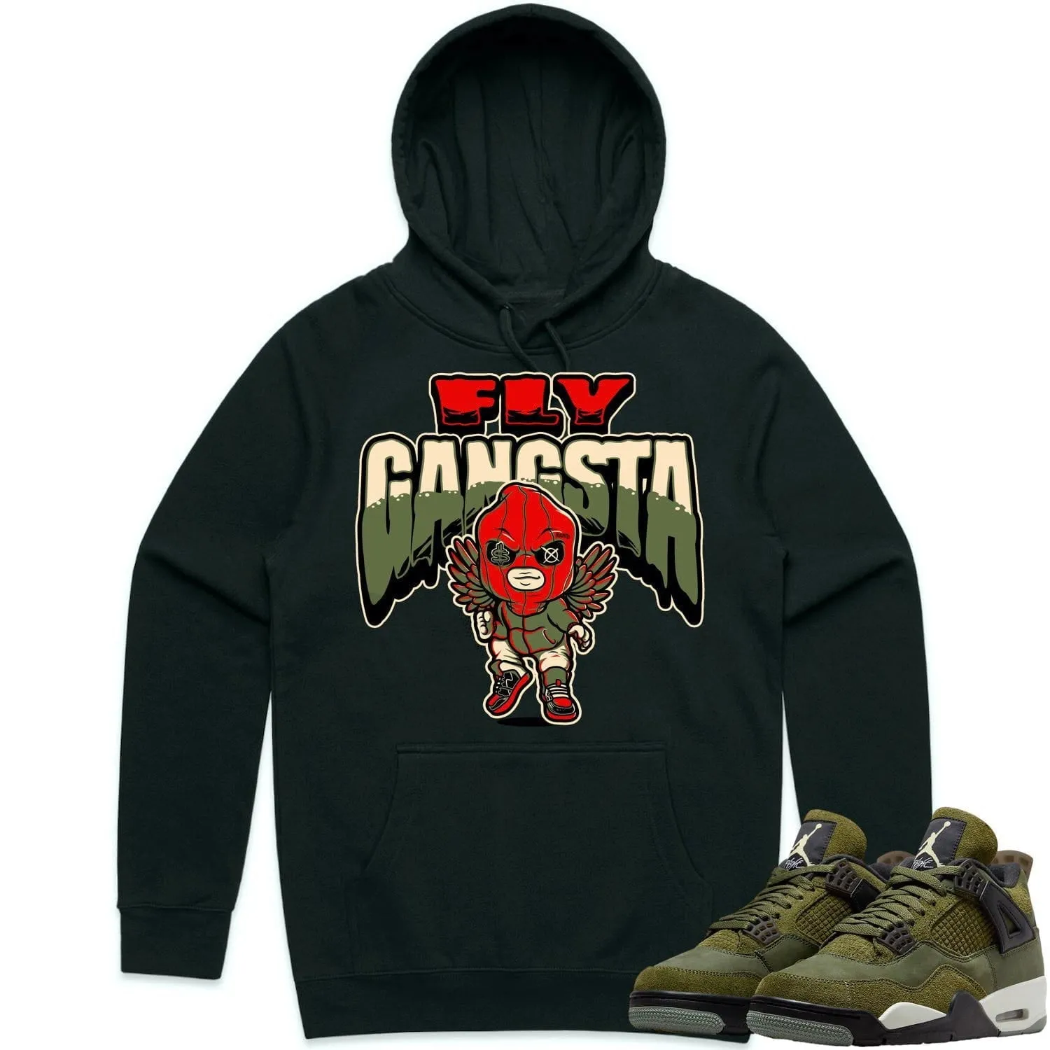 Jordan 4 Craft Olive 4s Hoodie to Match - OLIVE FLY GANGSTA