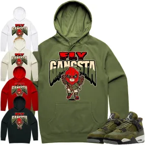 Jordan 4 Craft Olive 4s Hoodie to Match - OLIVE FLY GANGSTA