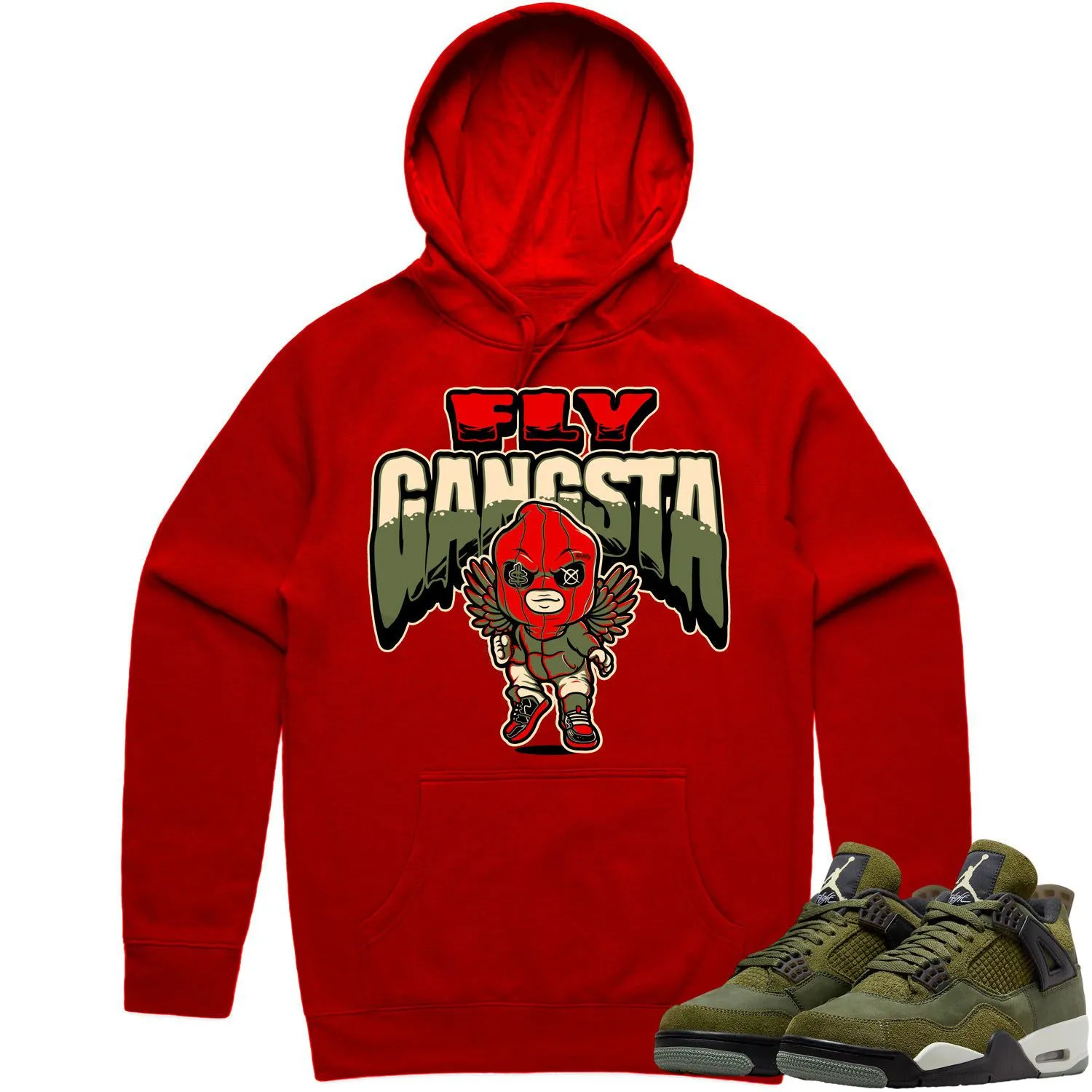 Jordan 4 Craft Olive 4s Hoodie to Match - OLIVE FLY GANGSTA