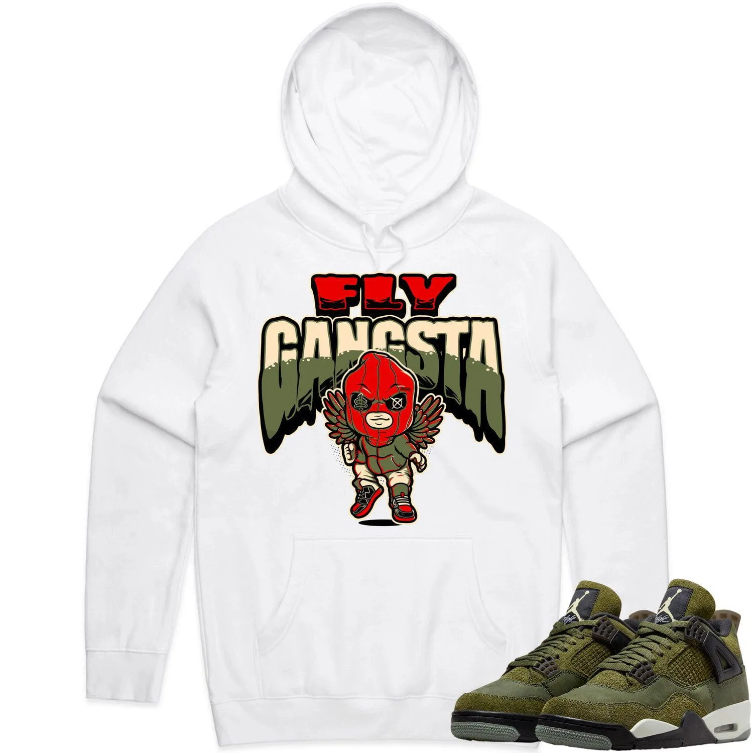 Jordan 4 Craft Olive 4s Hoodie to Match - OLIVE FLY GANGSTA