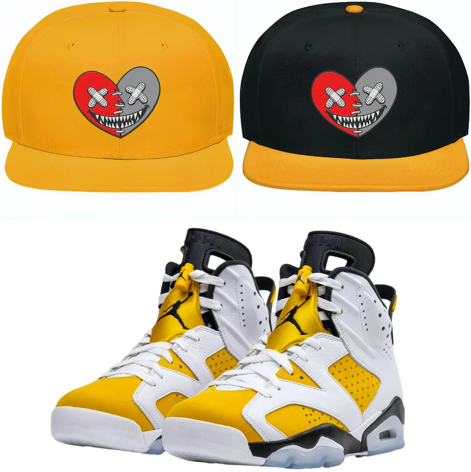 Jordan 6 Yellow Ochre 6s Snapback Hat to Match - RED HEART BAWS