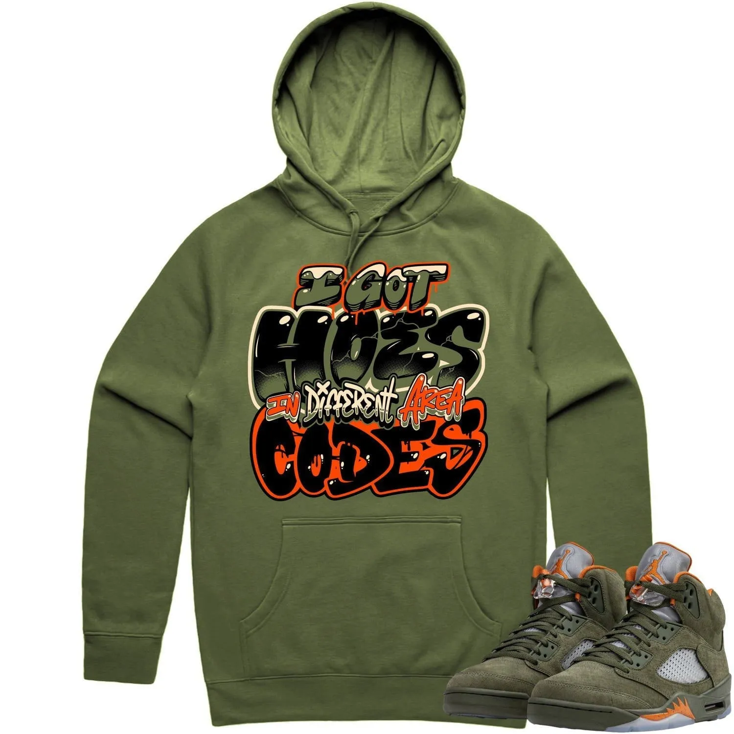 Jordan Retro 5 Olive 5s Hoodie to Match - CELADON AREA CODES