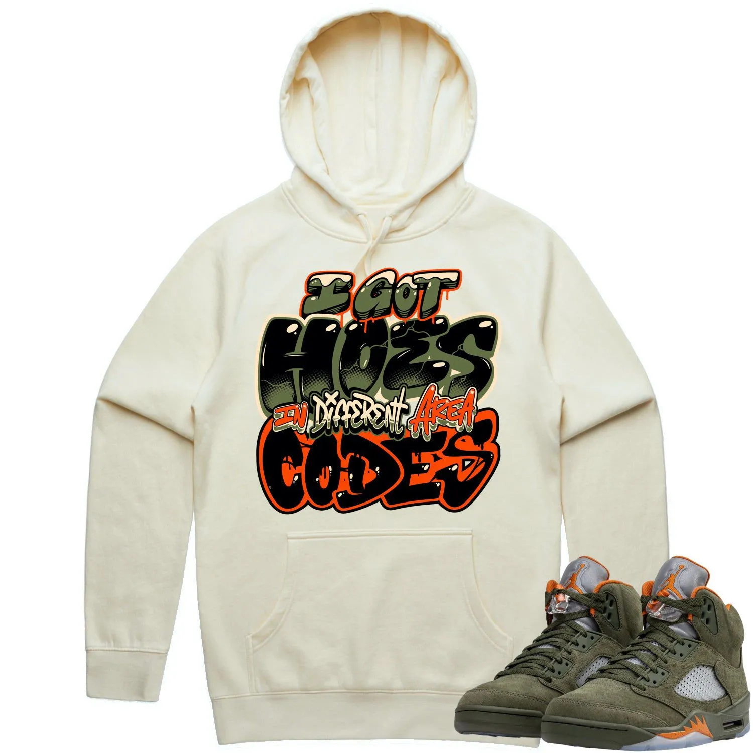 Jordan Retro 5 Olive 5s Hoodie to Match - CELADON AREA CODES