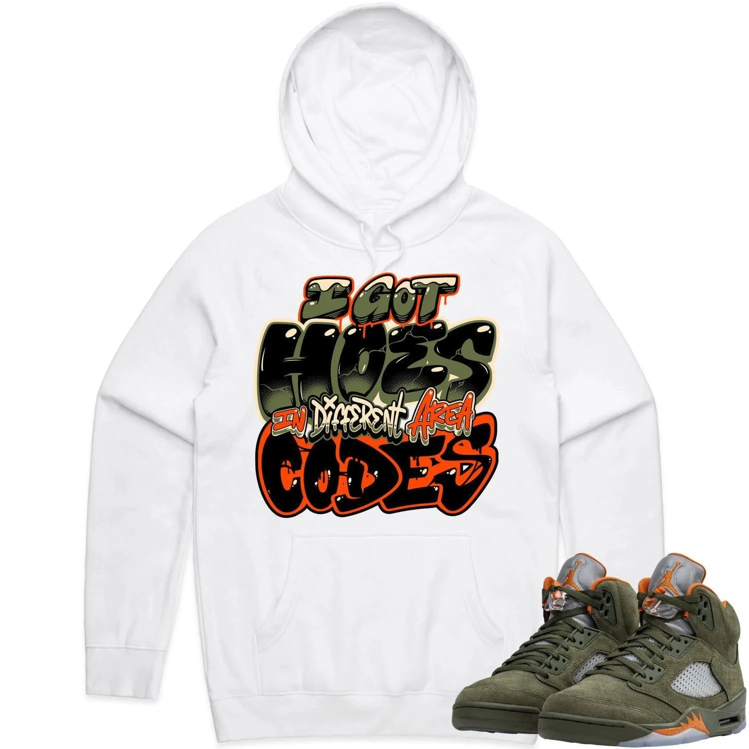 Jordan Retro 5 Olive 5s Hoodie to Match - CELADON AREA CODES