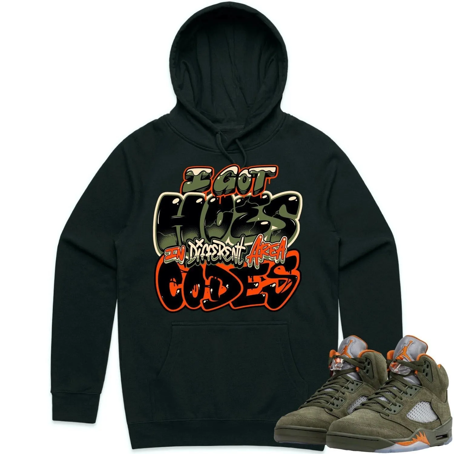 Jordan Retro 5 Olive 5s Hoodie to Match - CELADON AREA CODES