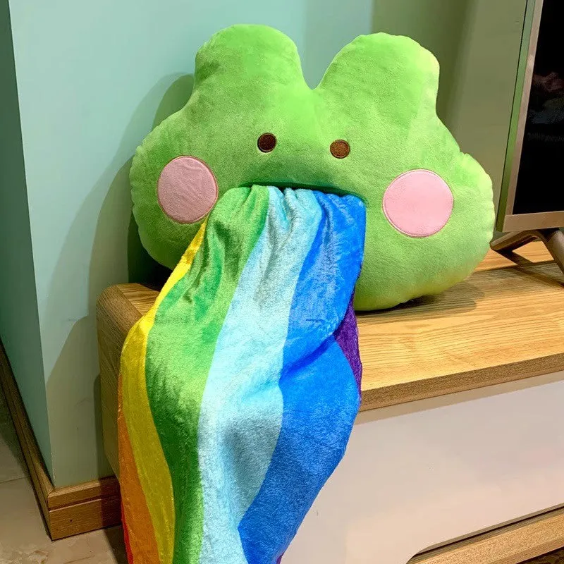 Kawaii Frog Pillow And Blanket PN6176