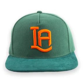 LA World Series Snapback- Emerald/Orange Suede