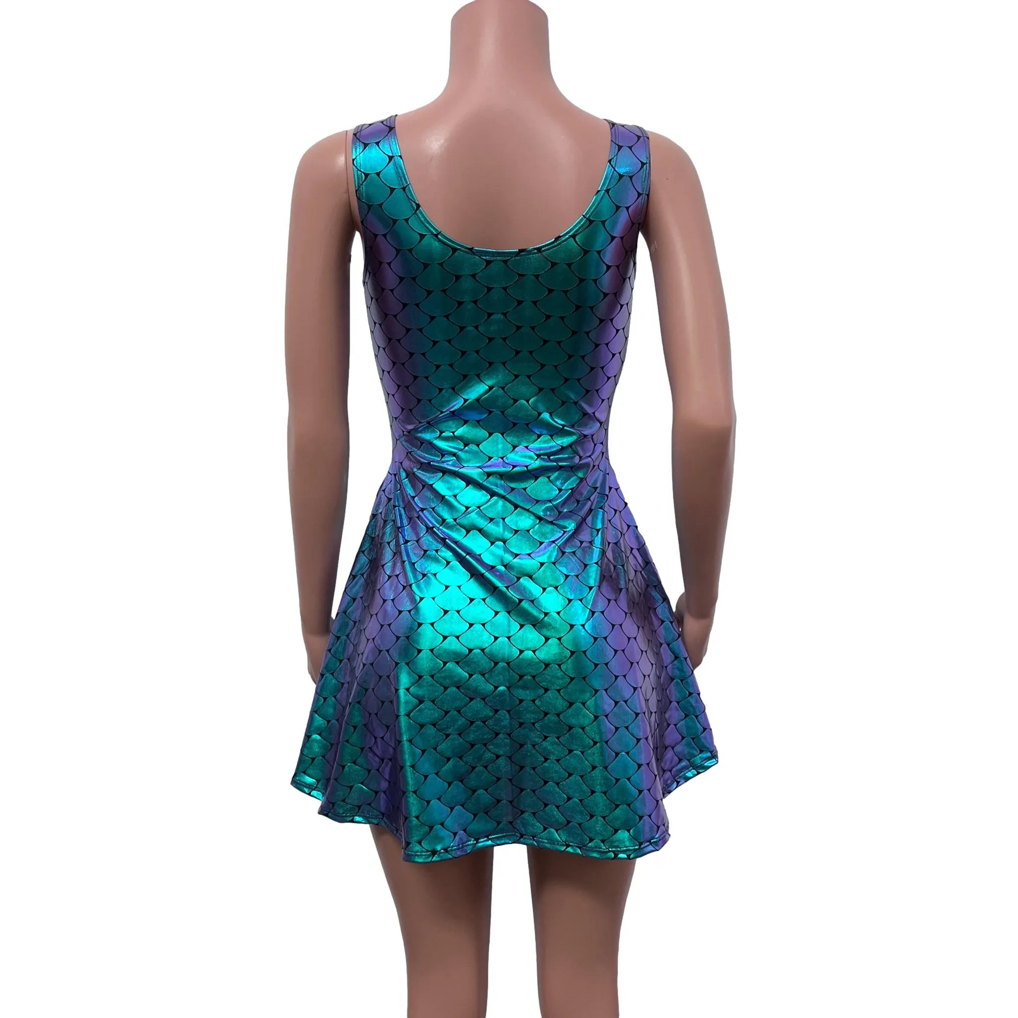 Lace-Up Open-Front Dress - Mermaid Holographic