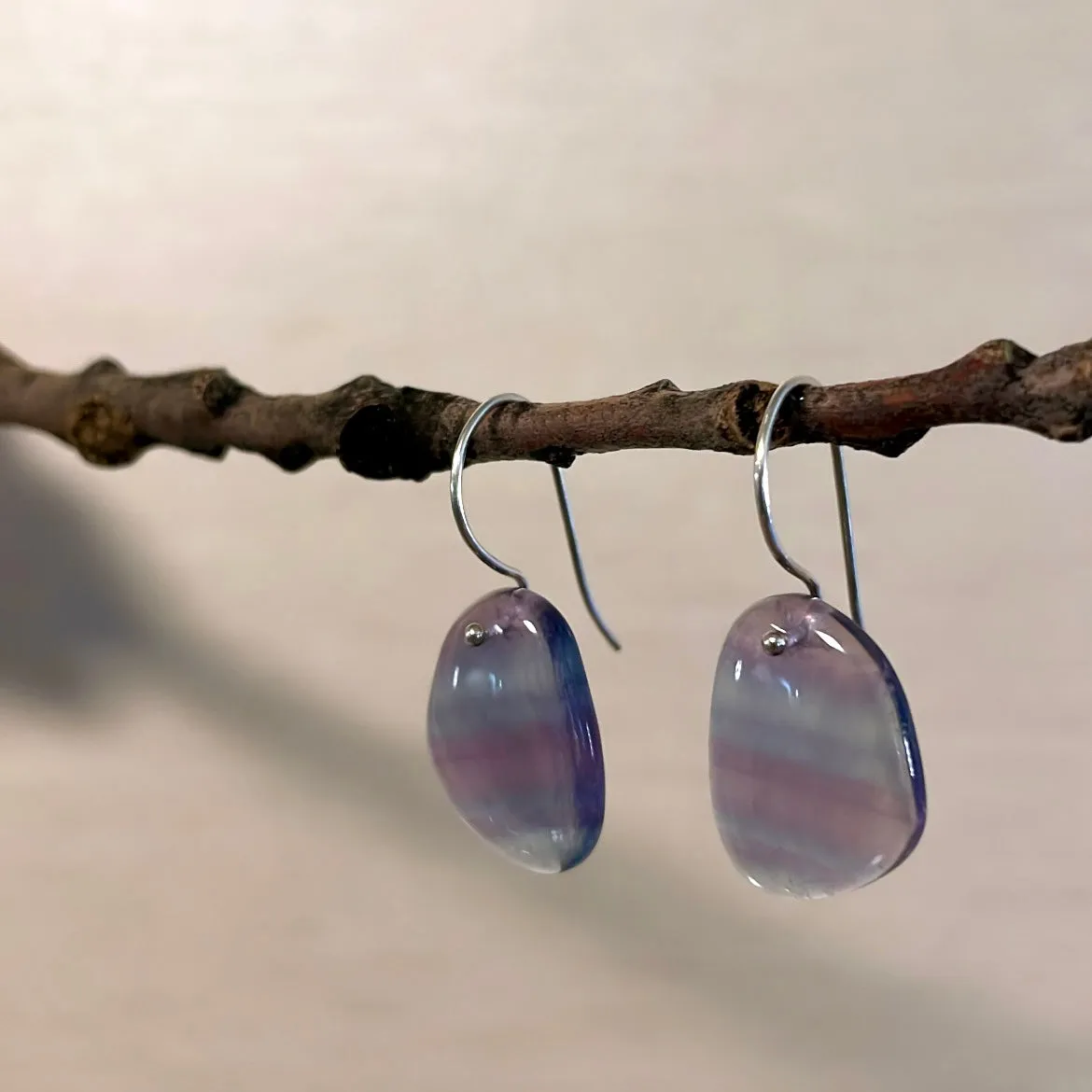 Large smooth fluorite earrings