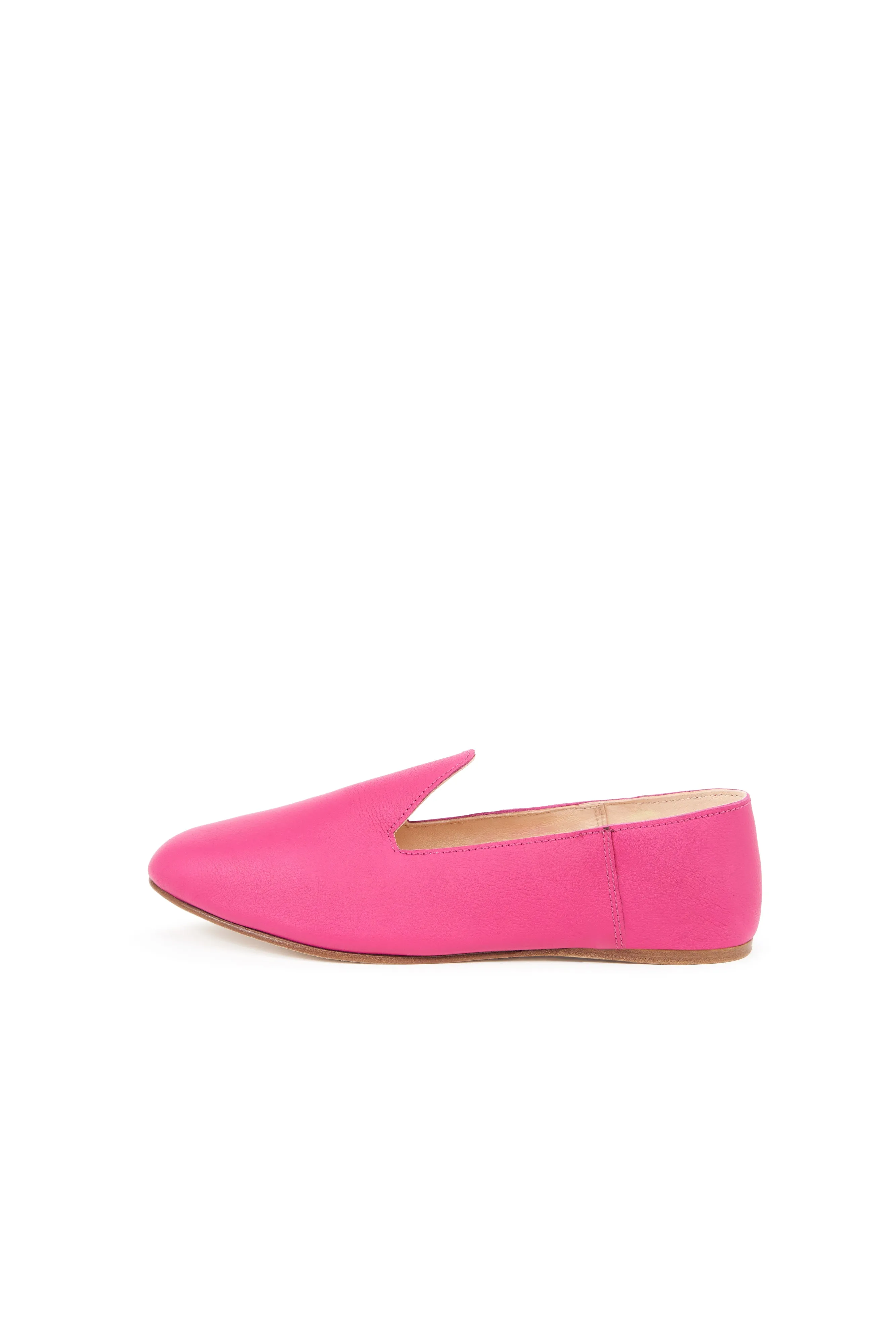 Leather Slide Loafer in Fuchsia