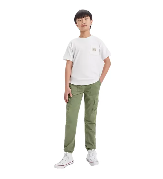 Levi's Kids Cargo trousers for children with elastic waist and bottom 9EJ115-E6U olive green