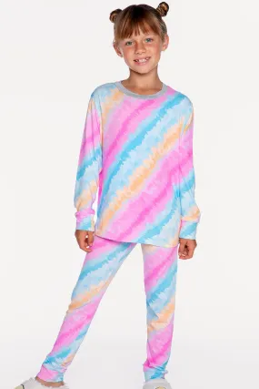 Long Sleeve Step Hem & Slim Lounge Bottom - Sherbet Tie Dye