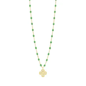 Lucky Clover Classic Gigi Green diamond necklace, Yellow Gold, 16.5"