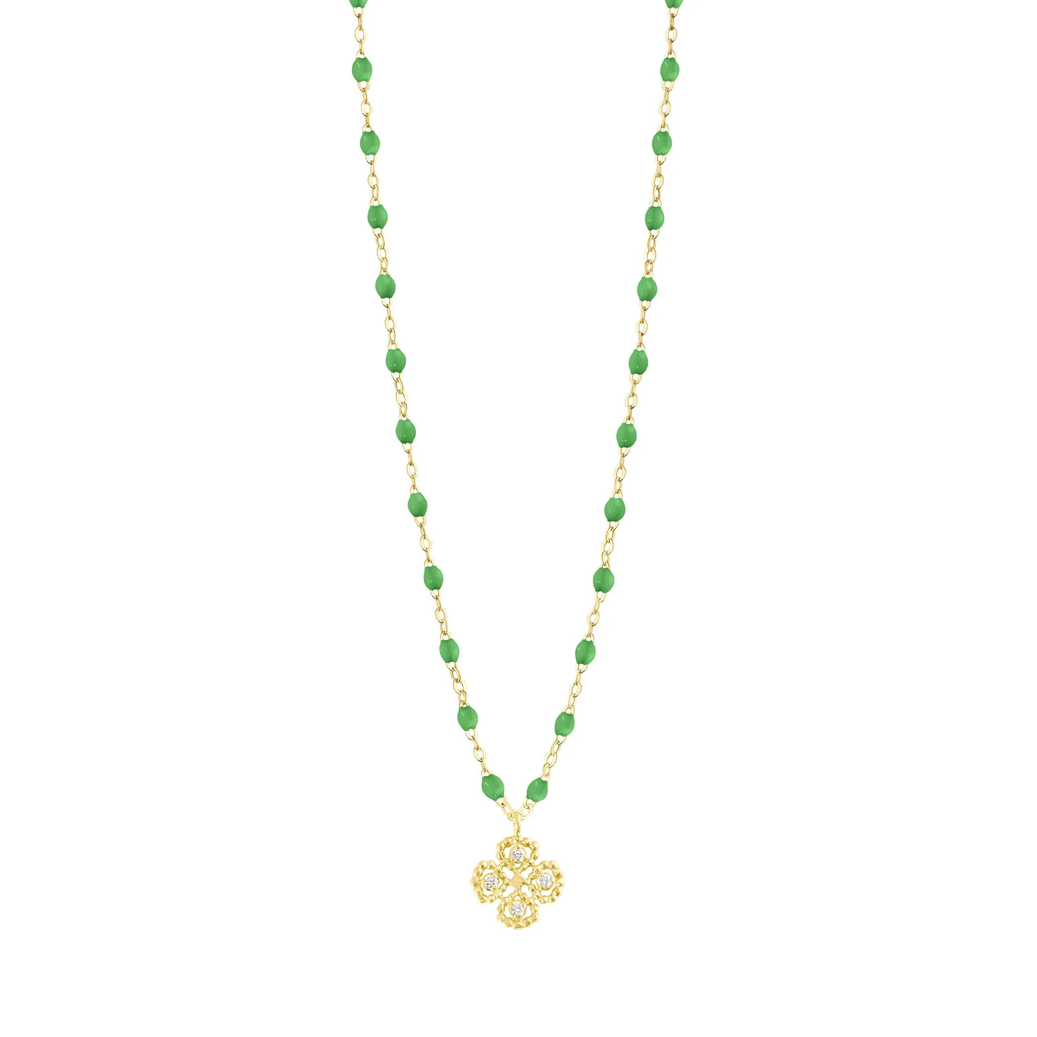 Lucky Clover Classic Gigi Green diamond necklace, Yellow Gold, 16.5"