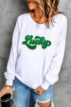 Lucky Patch Sweatshirt White- FINAL SALE