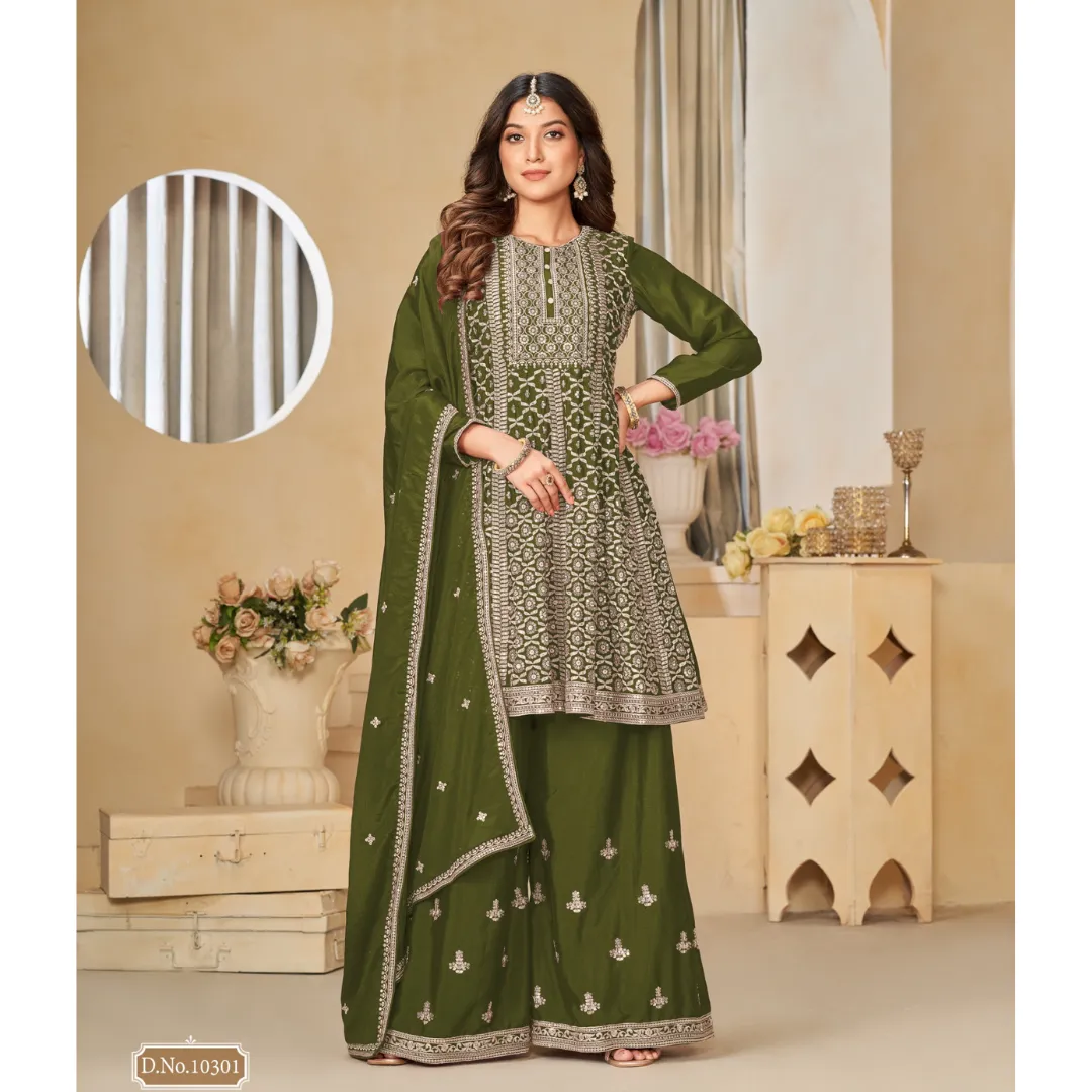 Luxury Party wear Green Women's Kurta Suit