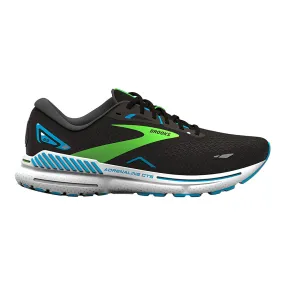 Men's Brooks Adrenaline GTS 23, Black/Hawaiian Ocean/Green, 8.5 2E Wide