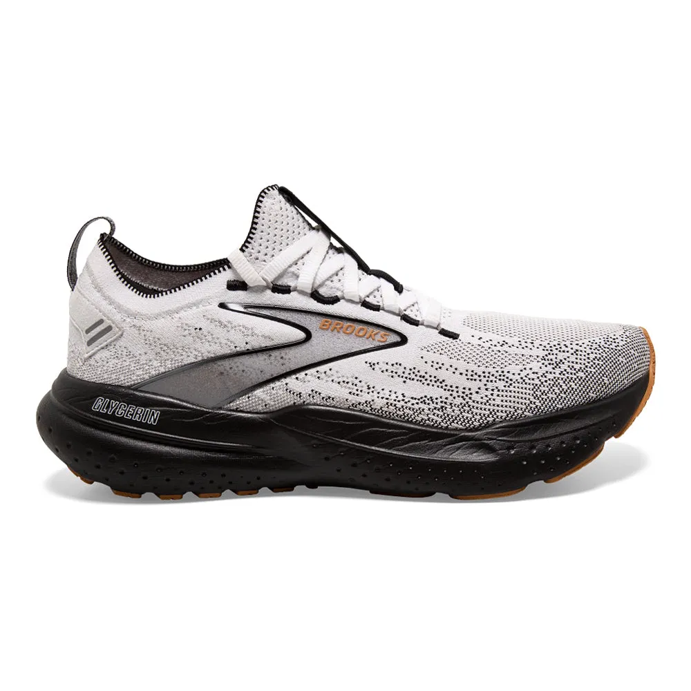 Men's Brooks Glycerin StealthFit 21, White/Grey/Black, 11.5 D Medium