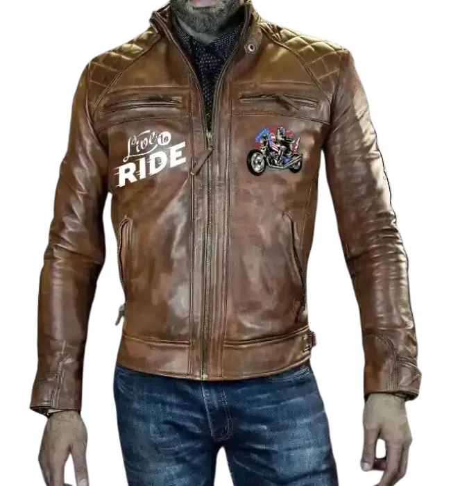 Men's Classic American Choppers Vintage Motorcycle Leather Jacket