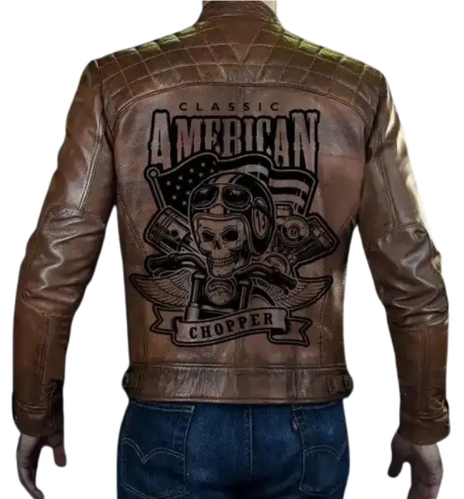 Men's Classic American Choppers Vintage Motorcycle Leather Jacket