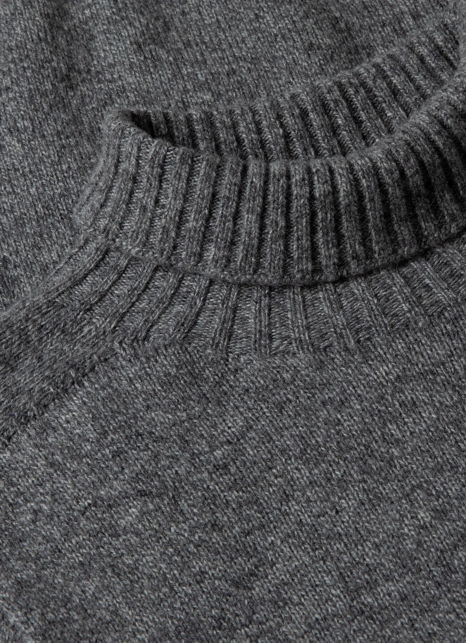 Men's Lambswool Roll Neck in Mid Grey Melange