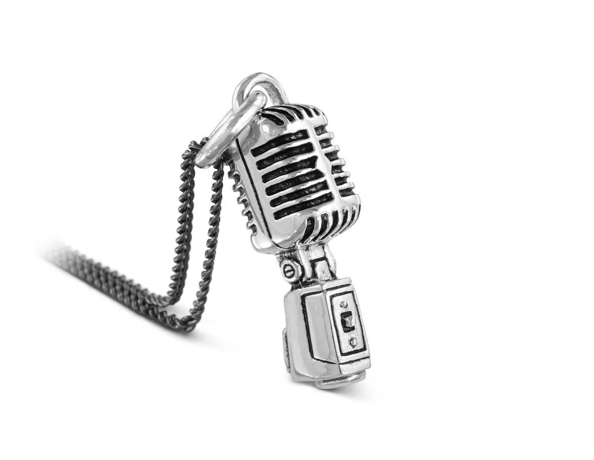 Microphone Necklace - Silver