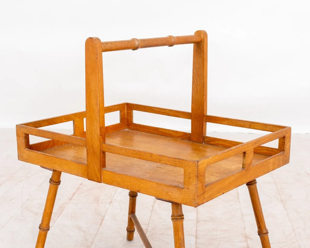 Mid-Century Faux Bamboo Basket Table