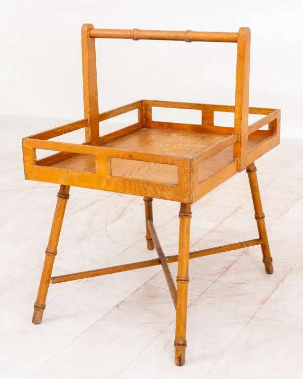 Mid-Century Faux Bamboo Basket Table