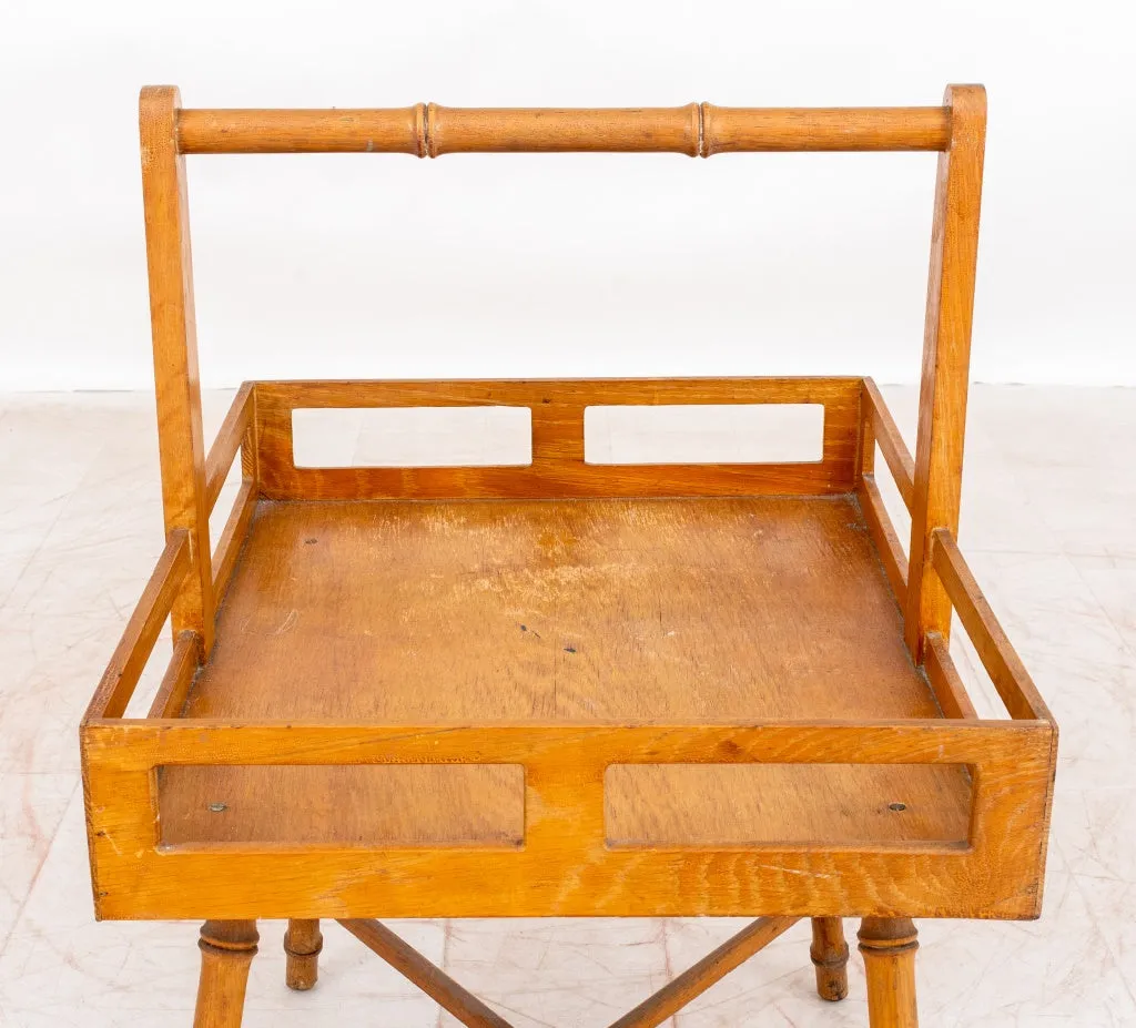 Mid-Century Faux Bamboo Basket Table