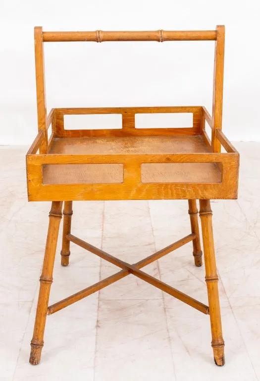 Mid-Century Faux Bamboo Basket Table