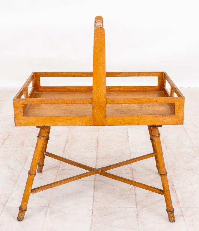 Mid-Century Faux Bamboo Basket Table