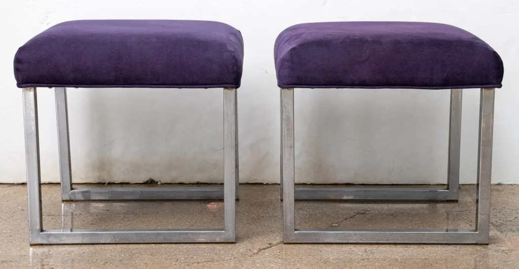 Mid-Century Modern Chrome Stools, Pair