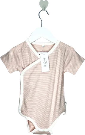 Mori Baby Pink Blush Stripe Bamboo/organic Cotton Short Sleeve Kimono Bodysuit BNWT 9-12 Months