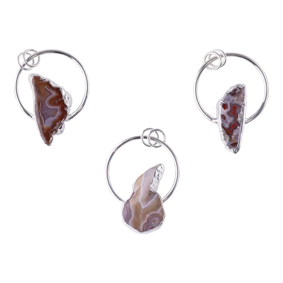 Moroccan Agate Small Freeform Pendant Silver - Pendant