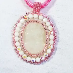 Nambi, White Lady Cameo, Beaded Pendant, Necklace