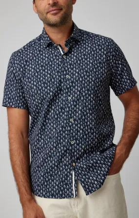 Navy Sailboats Short Sleeve Shirt