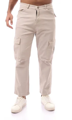 O167940 Multi-Pockets Casual Beige Cargo Pants