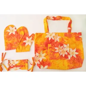 Orange Tiare  Lightweight Shopping Bag Set