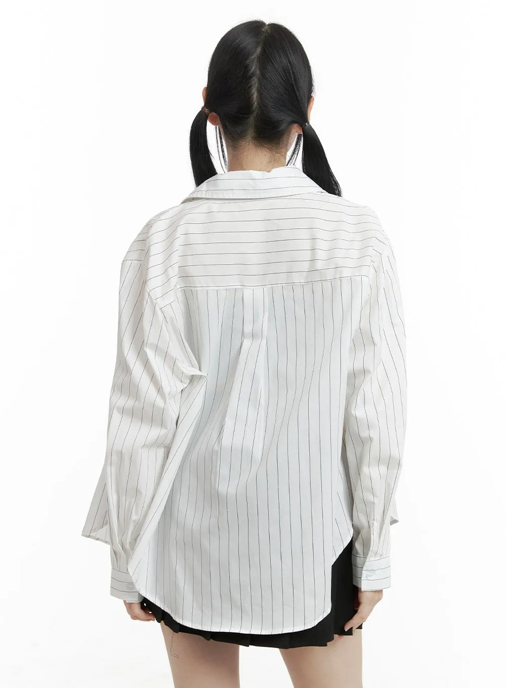 Oversized Striped Button-Up Long Sleeve OM426