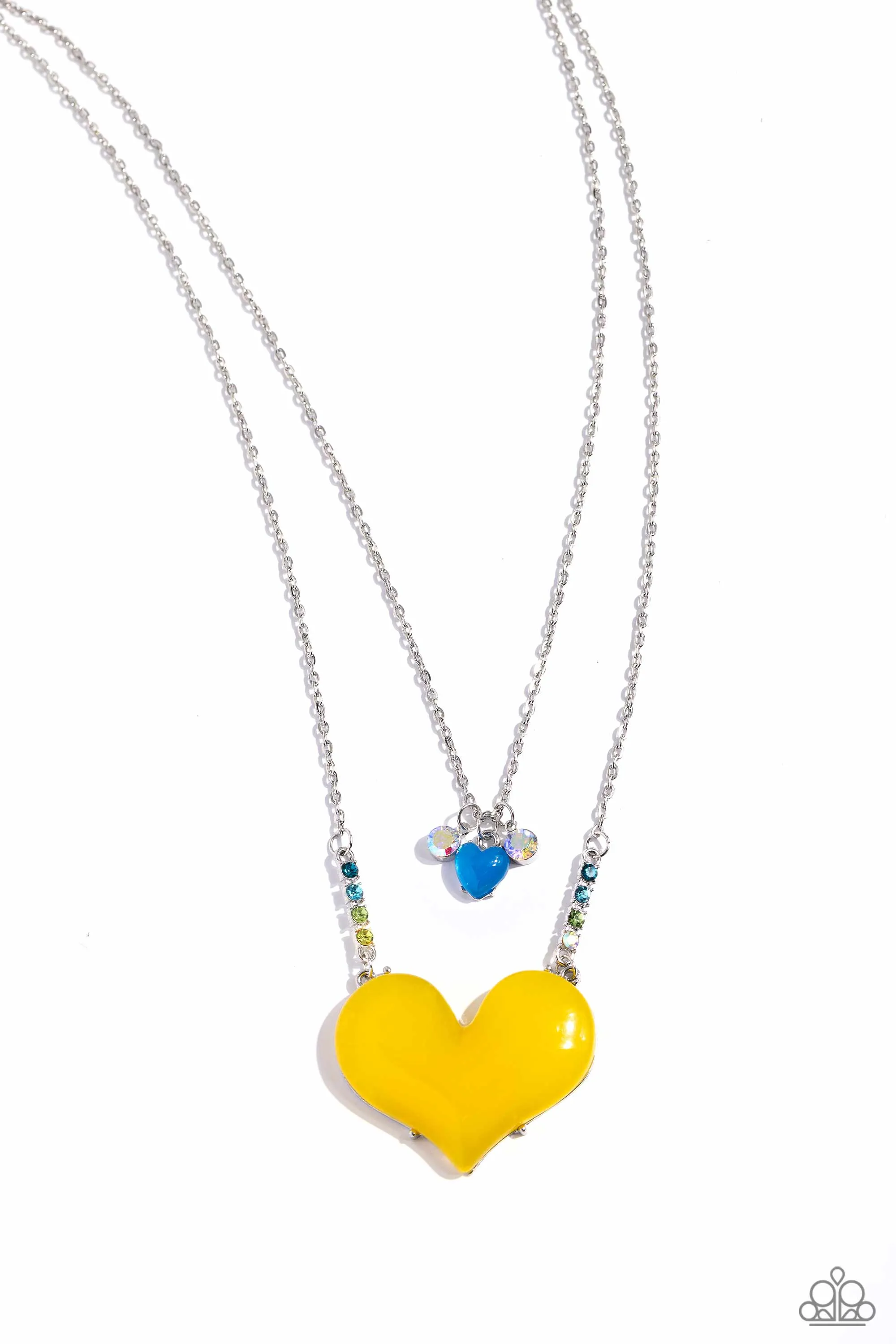 Paparazzi Heart-Racing Recognition Yellow Necklace & Earring Set