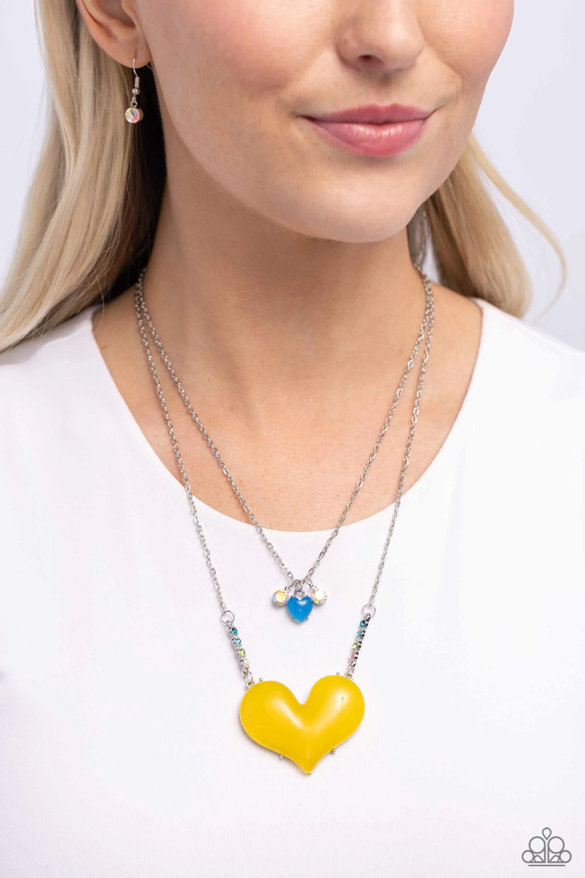 Paparazzi Heart-Racing Recognition Yellow Necklace & Earring Set