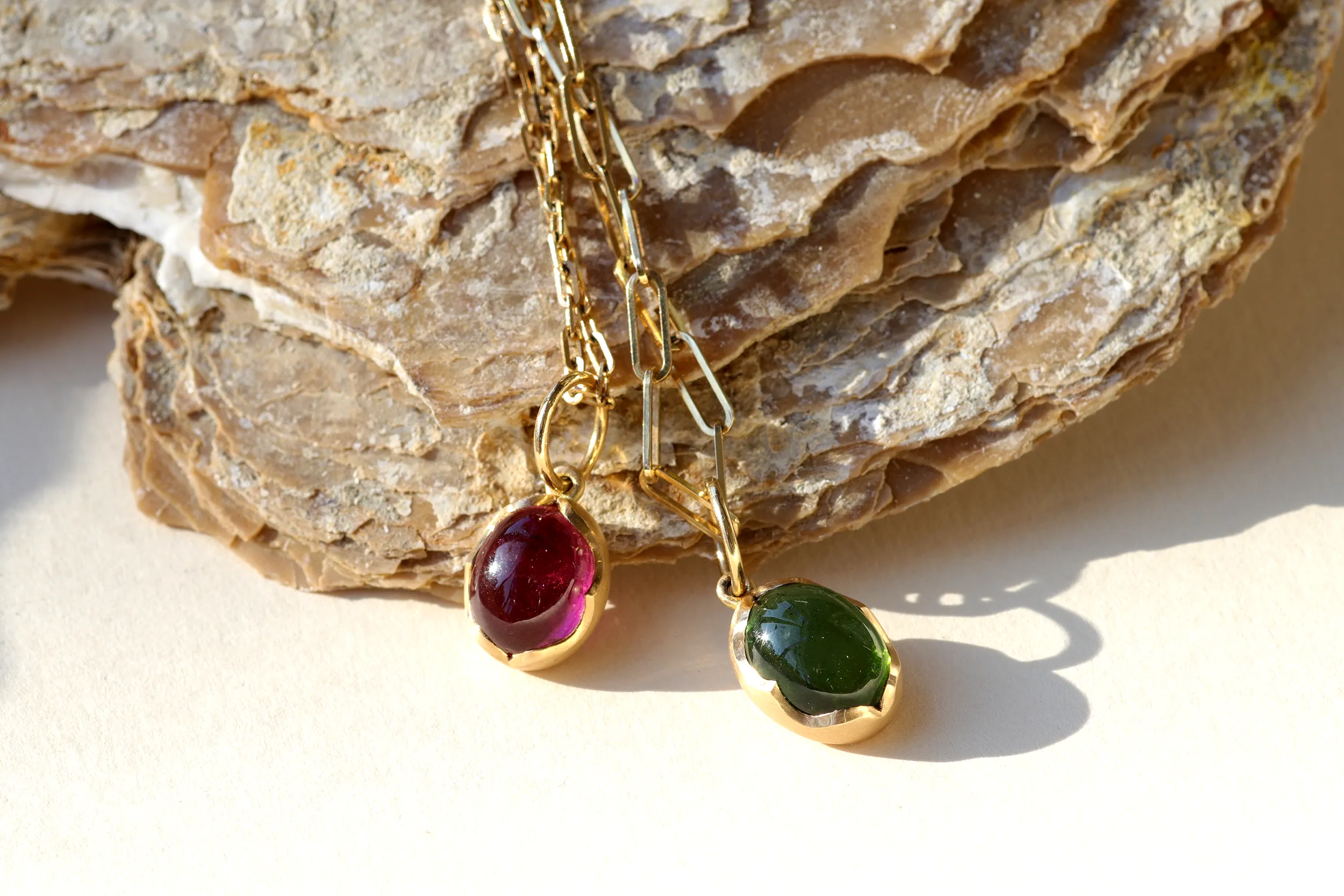 Pink Tourmaline and Small Paperclip / Necklace