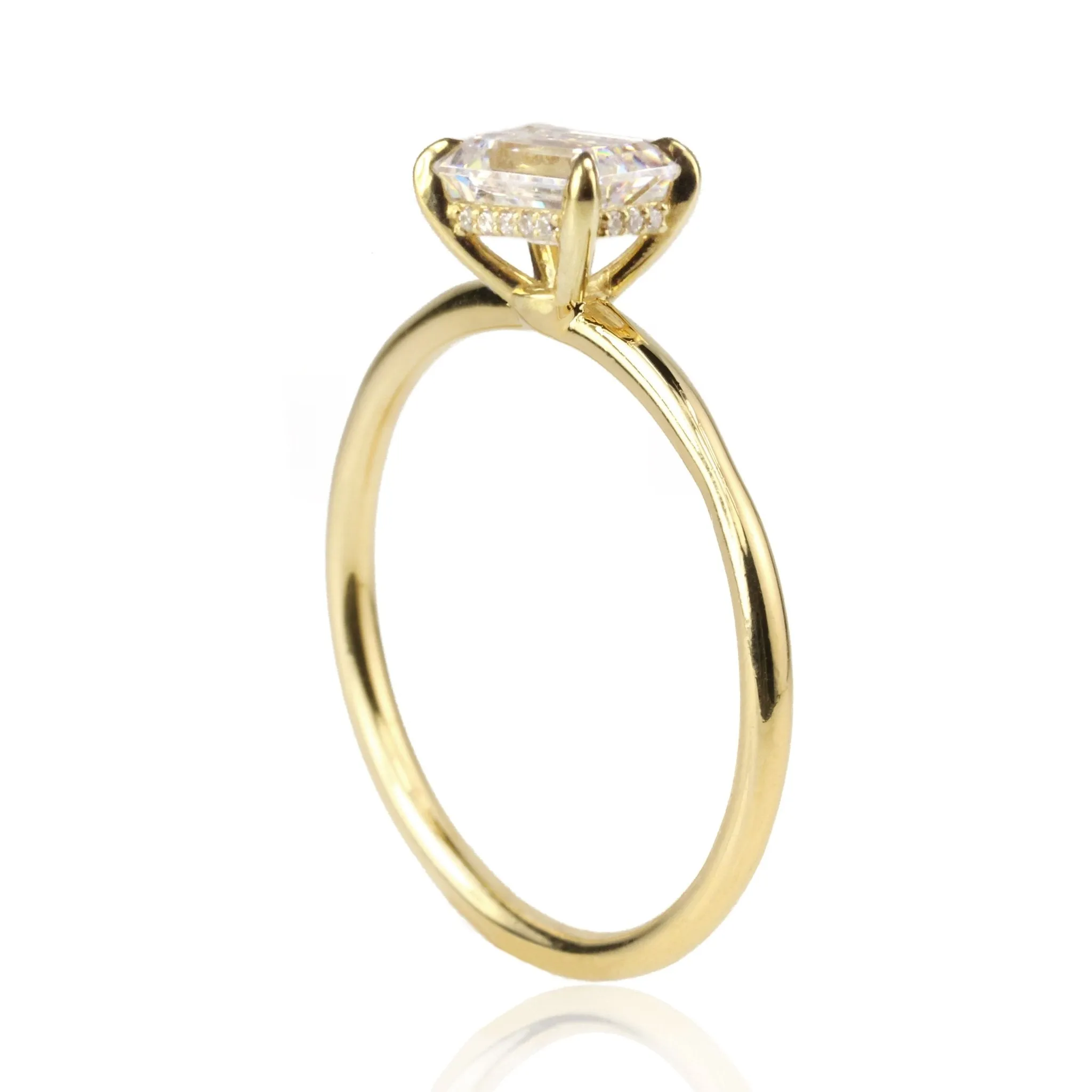 Pixie Hidden Halo 4-Prong Diamond Engagement Ring Mount with East/West Option