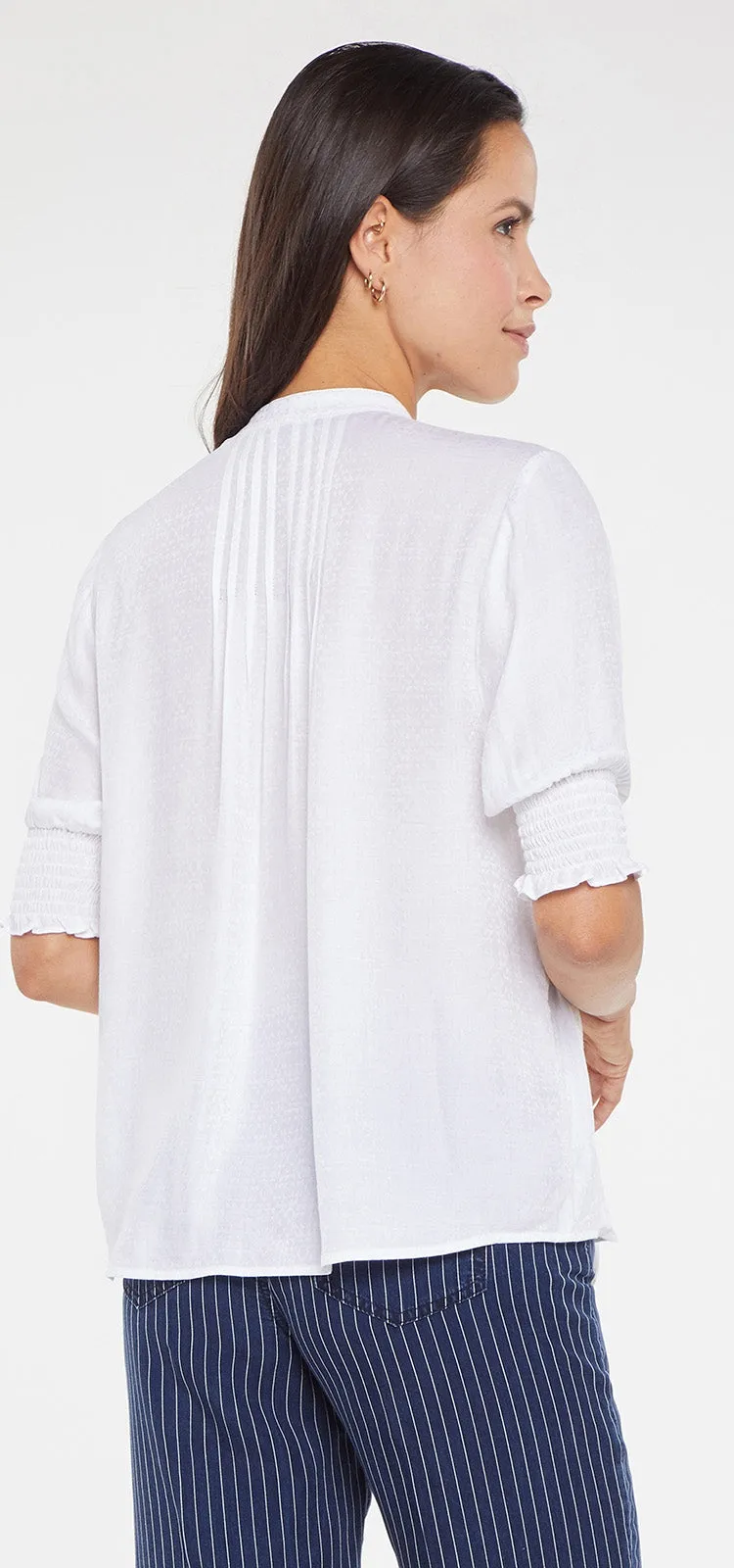 Pleated Short Sleeved Blouse Wit | Optic White