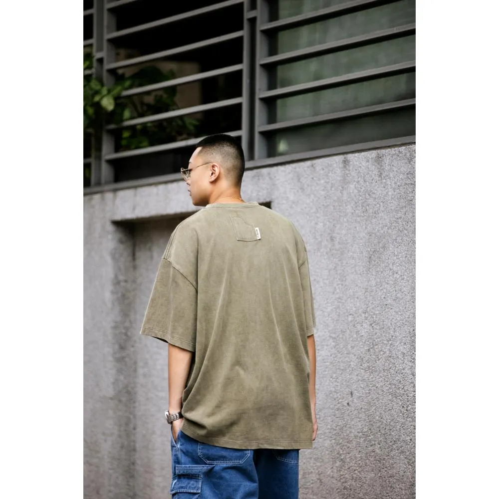 PUBLISH DYED POCKET TEE-OLIVE