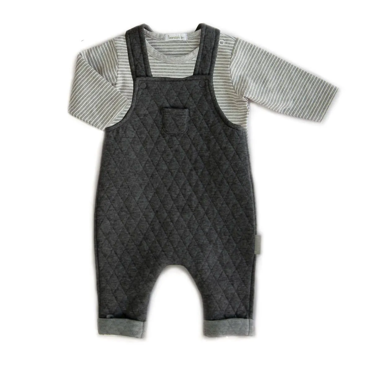 Quilted Overall Set - Grey Marle