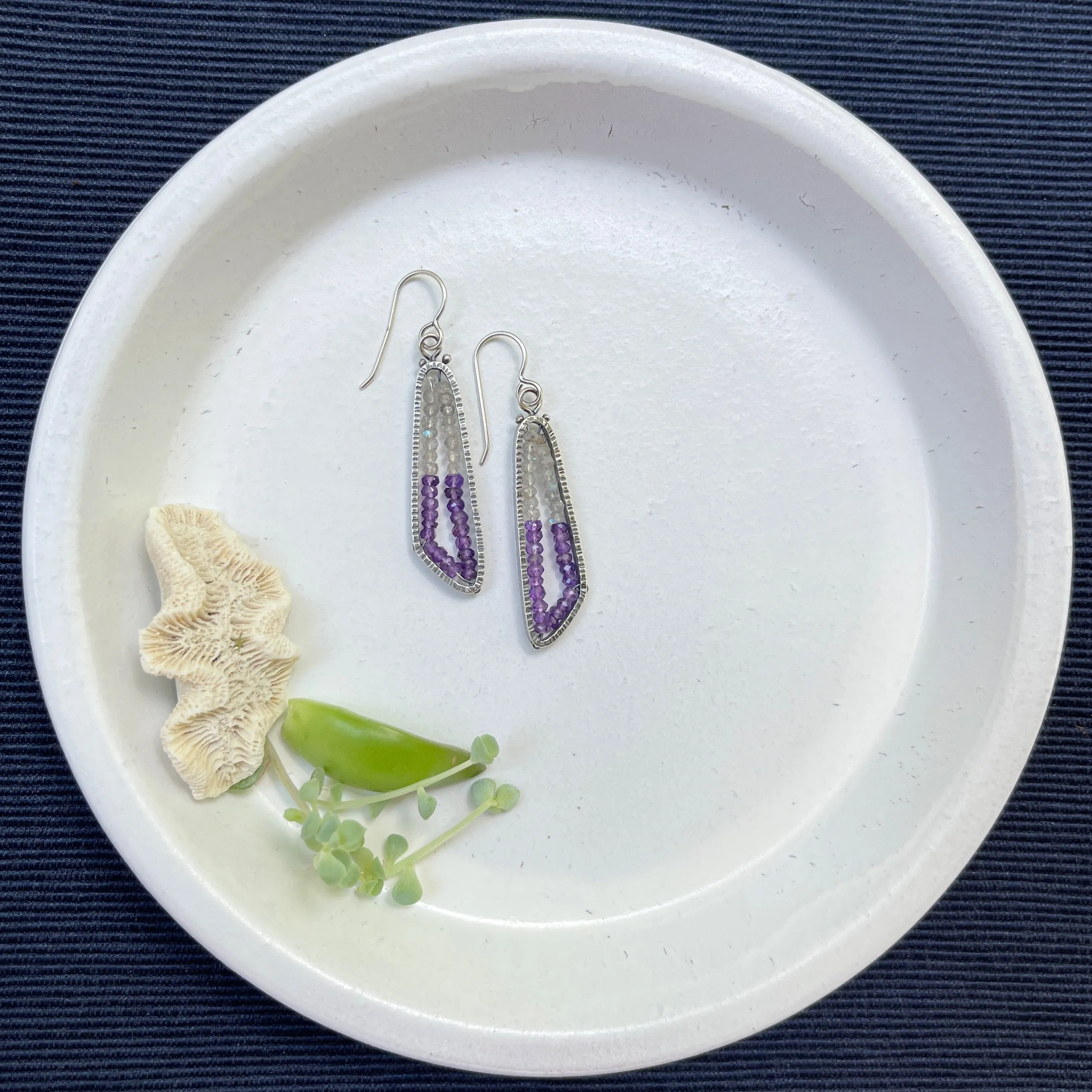 "Geode" Earrings in Amethyst and Labradorite