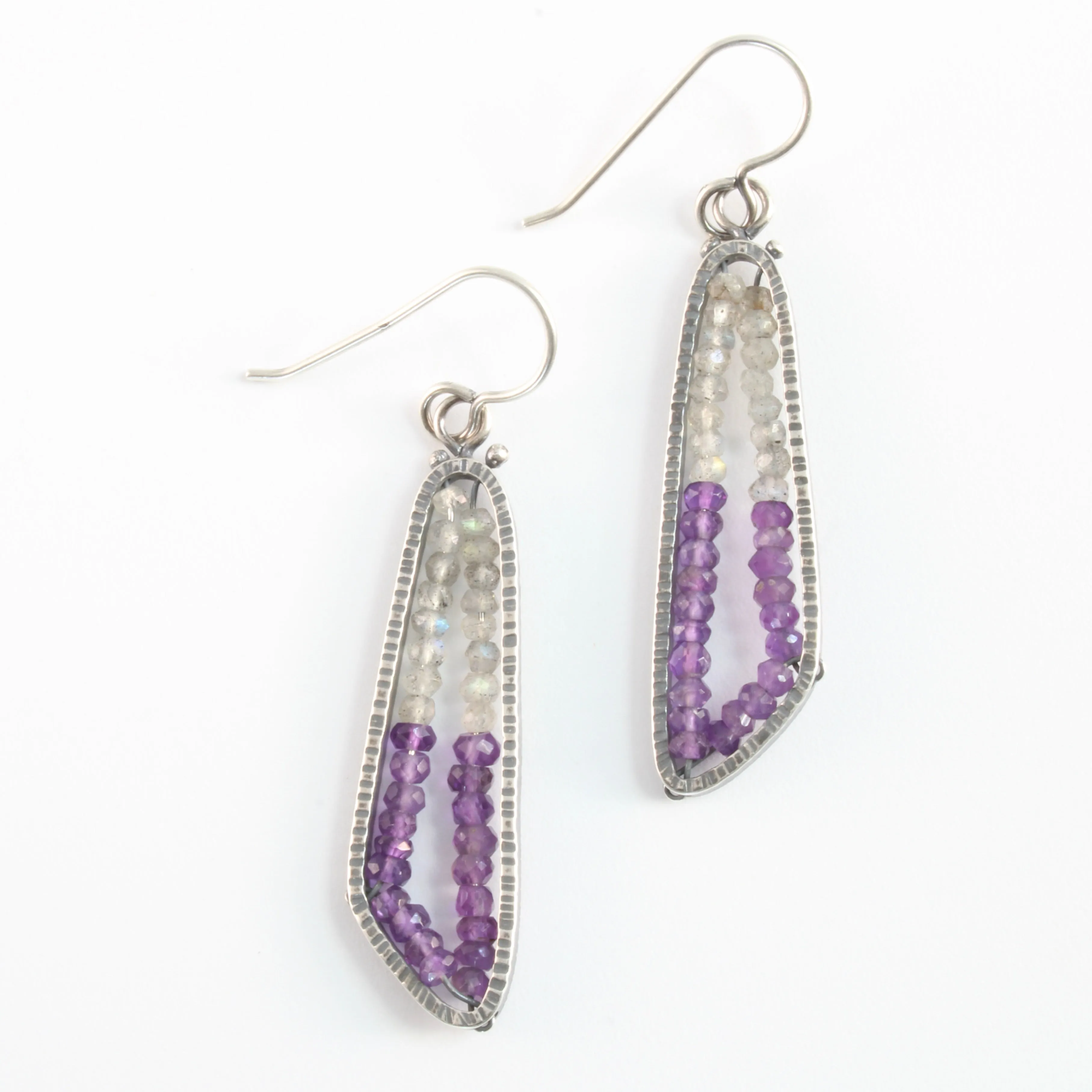 "Geode" Earrings in Amethyst and Labradorite