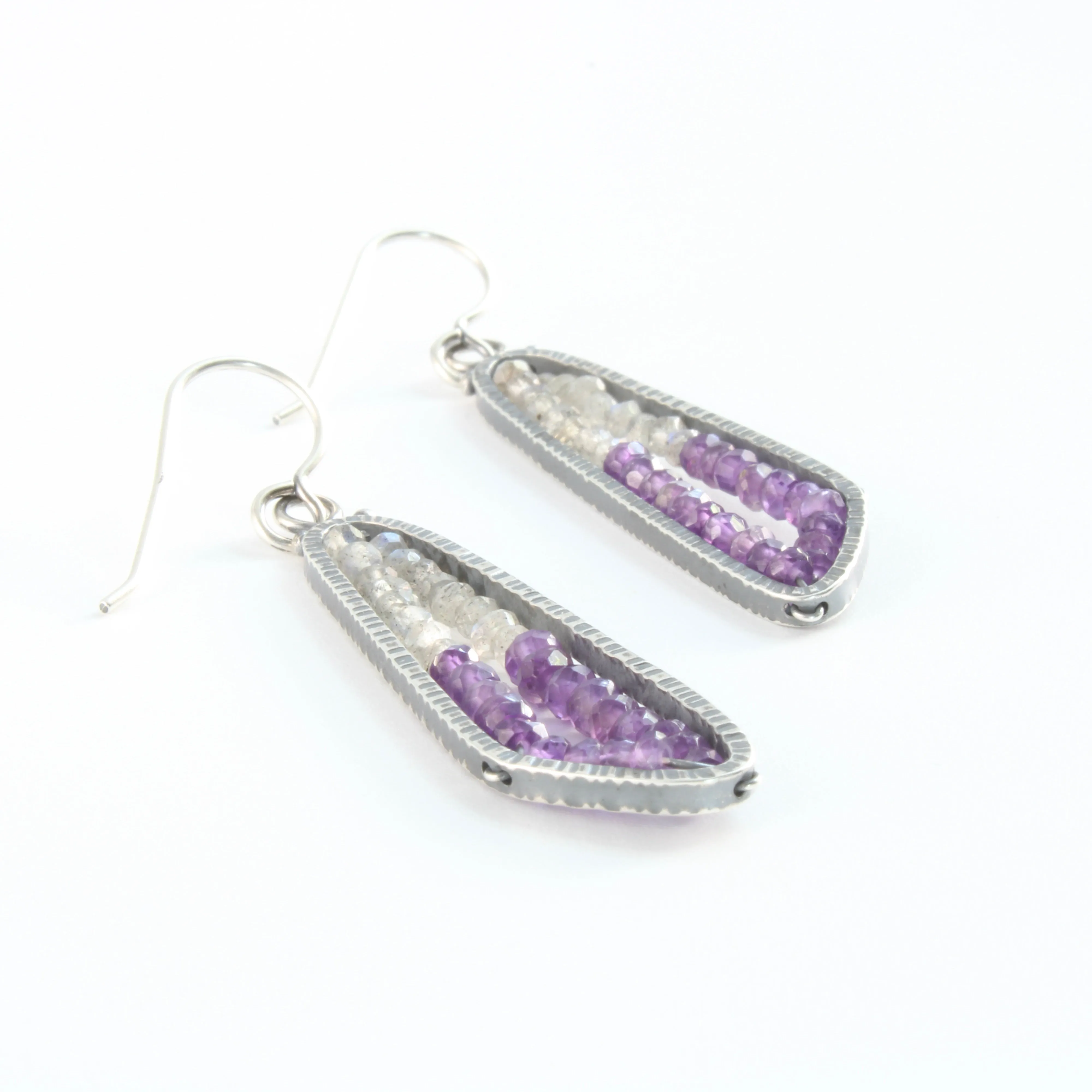 "Geode" Earrings in Amethyst and Labradorite