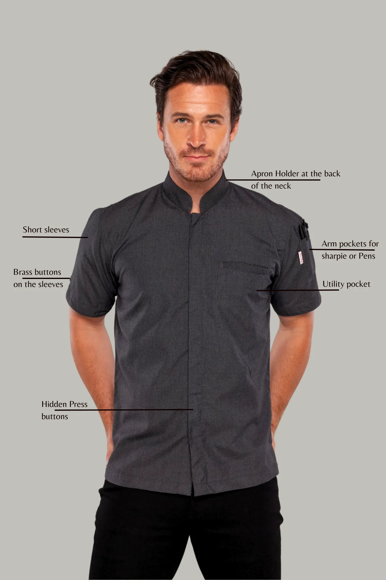 Raven Charcoal grey chef Jacket